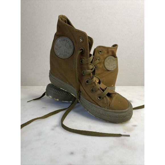 Converse Sneakers Womens 7 Chuck Taylor CT Army Green Lift Platform Hi Casual - Picture 12 of 12